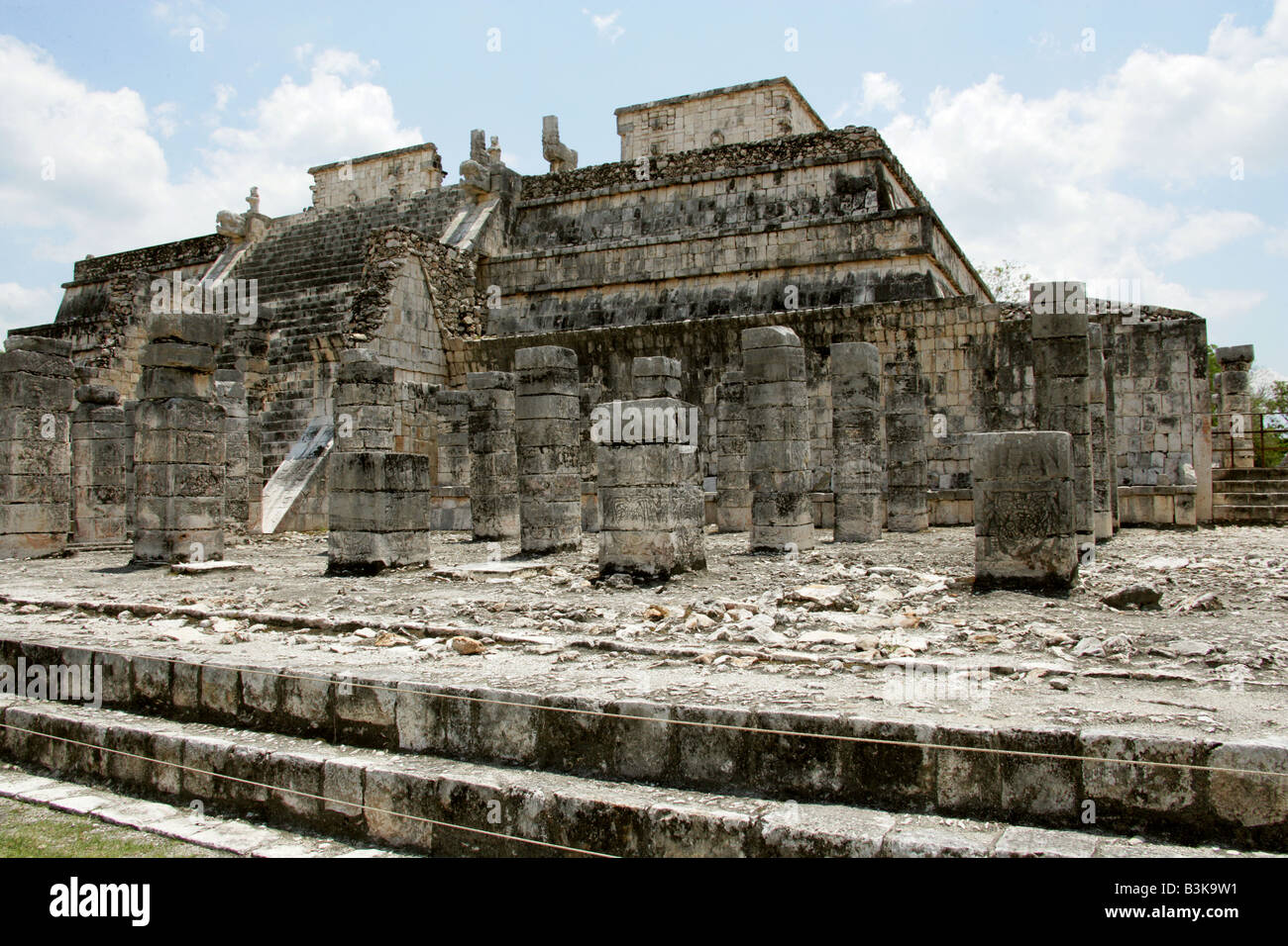 Temple des Guerriers, Chichen Itza, Site archéologique de Chichen Itza, péninsule du Yucatan, Mexique Banque D'Images