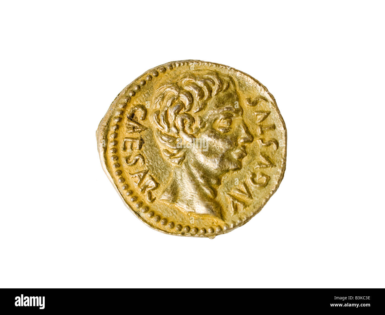 Ancienne pièce de monnaie romaine Augustus 63BC 14AD Banque D'Images