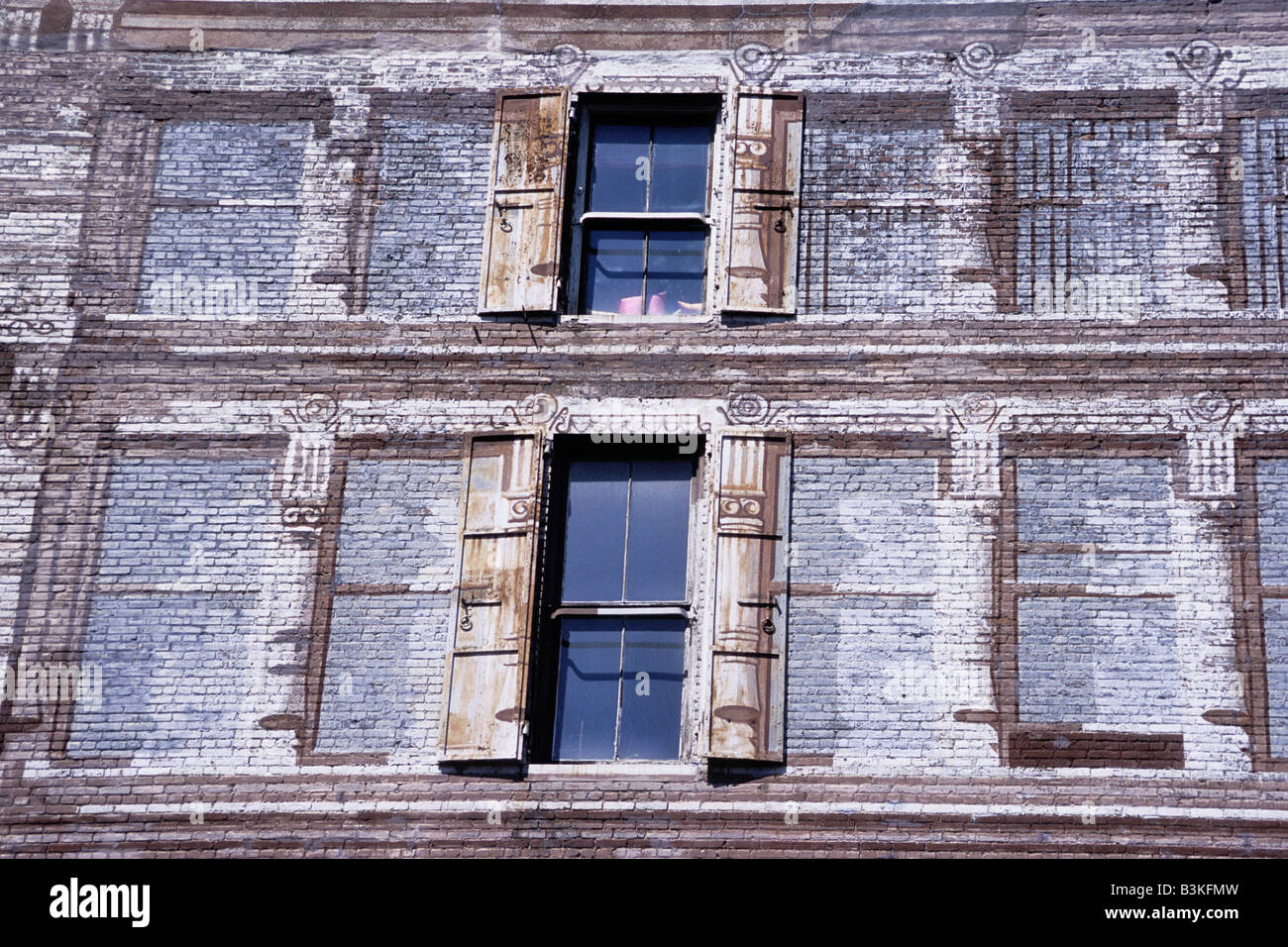 Bâtiment New York, Soho, Green Street, Lower Manhattan, façade en briques peintes, faux, faux fenêtres. architecture du 19ème siècle. Zone de fonte Banque D'Images