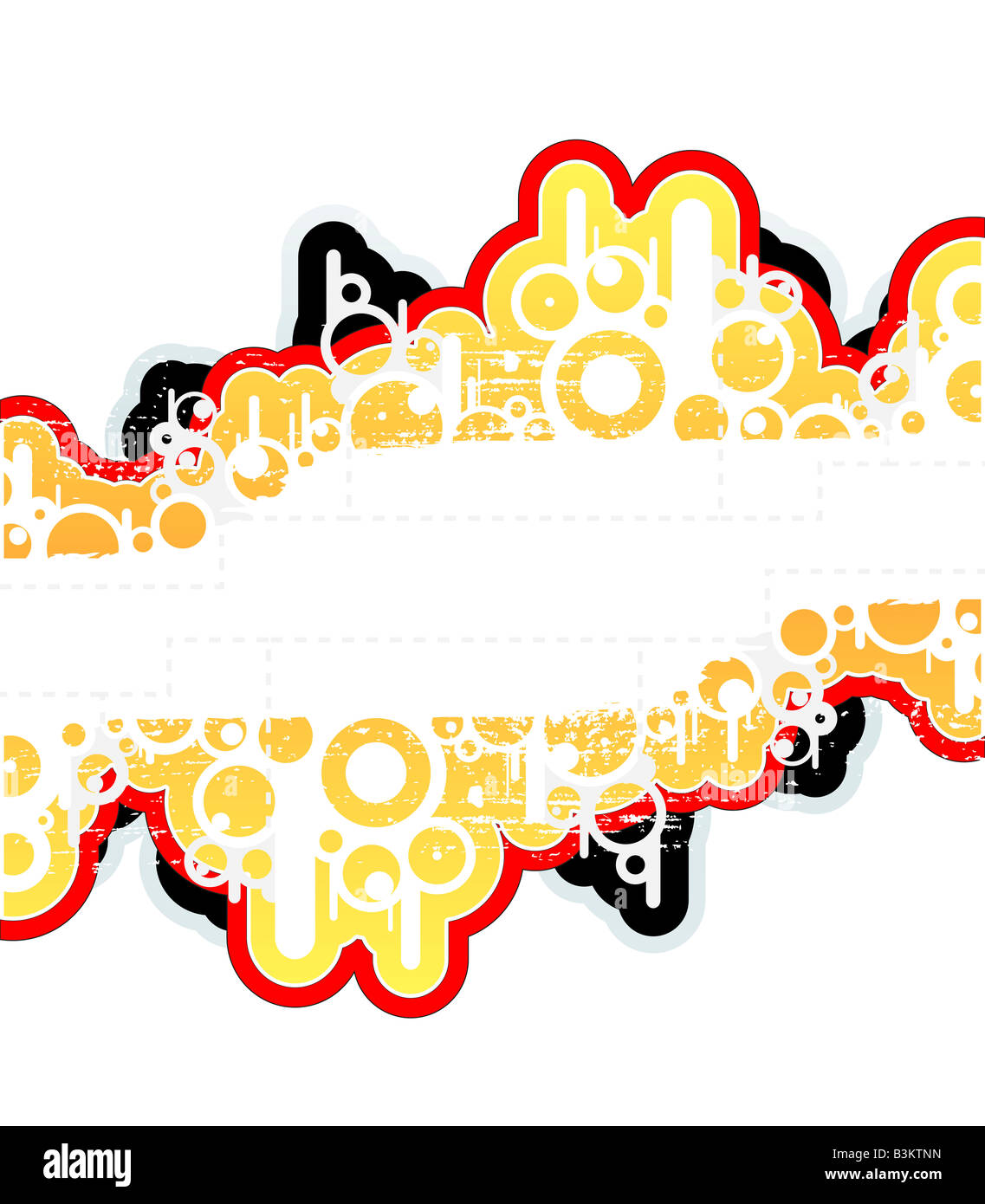 Vector illustration d'un conseil de style rétro avec des cercles funky bordée et frontières colorées Banque D'Images