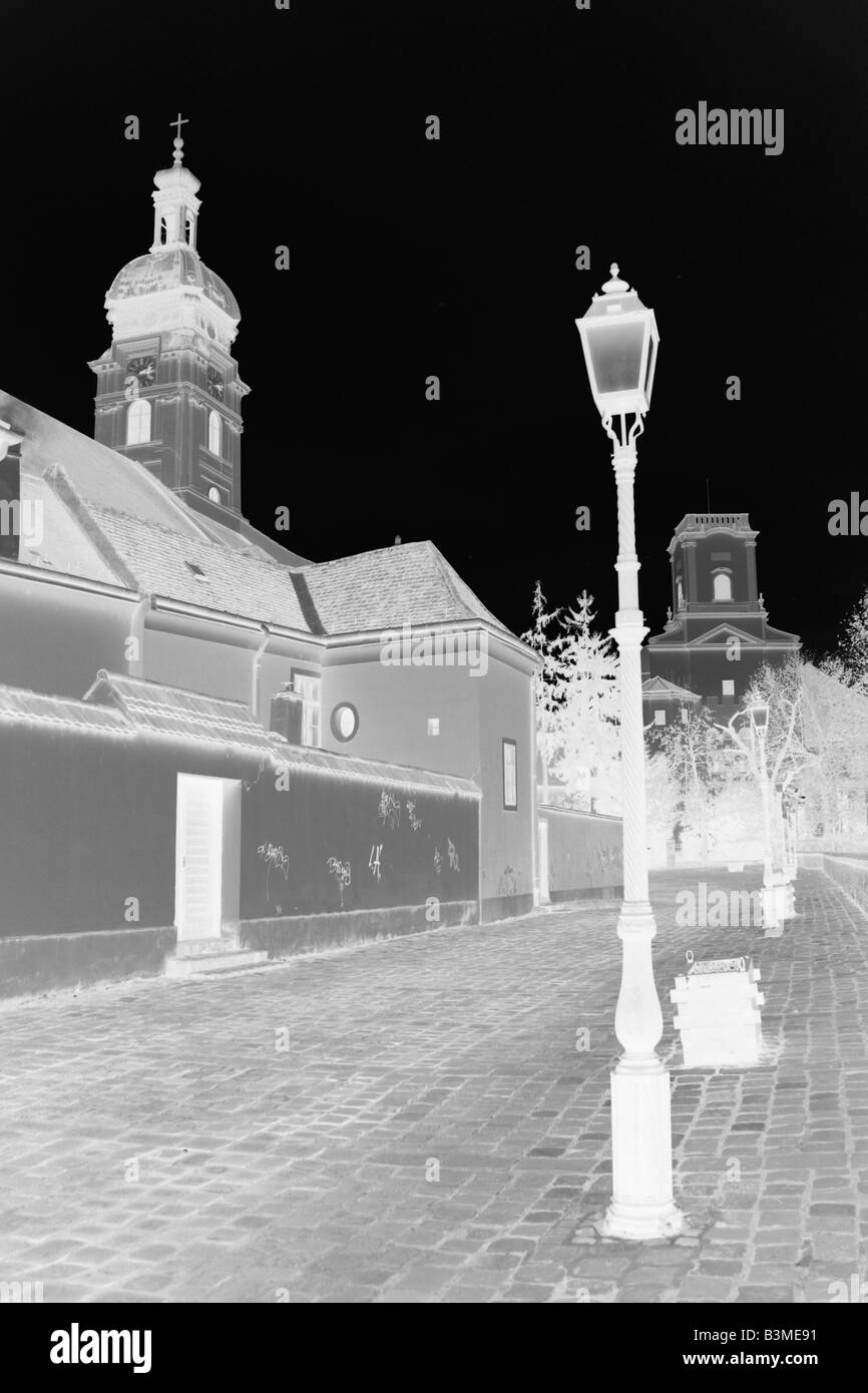 Vieille ville de Györ (Hongrie), effet infrarouge Banque D'Images