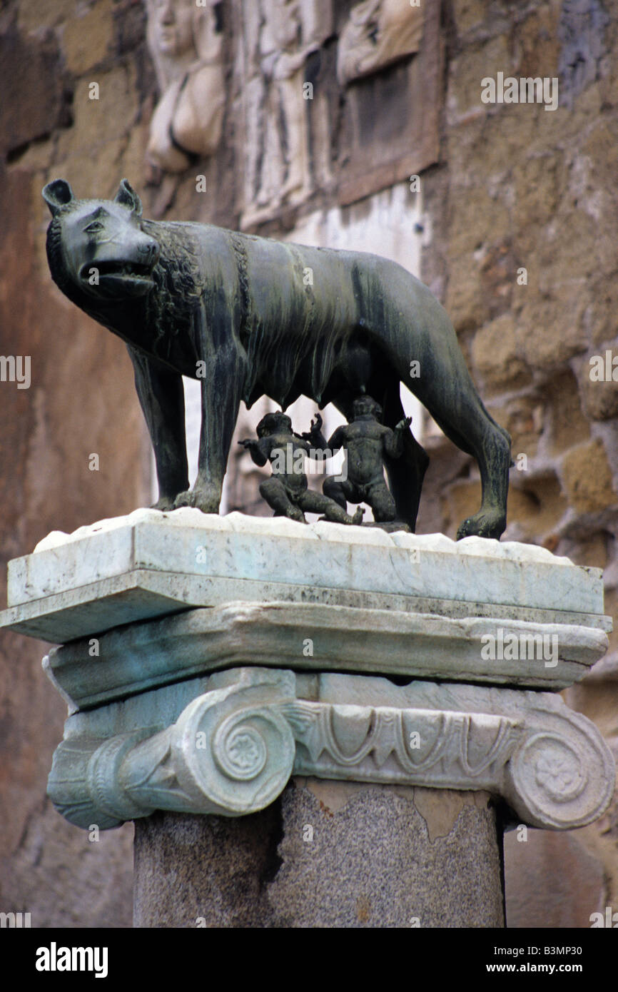 Italie Rome Statue de Loup Capitolin avec Romulus et Remus Banque D'Images