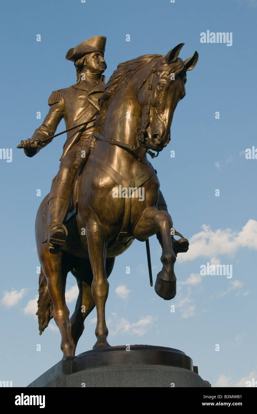 Statue de George Washington à cheval dans la région de Boston Common Banque D'Images