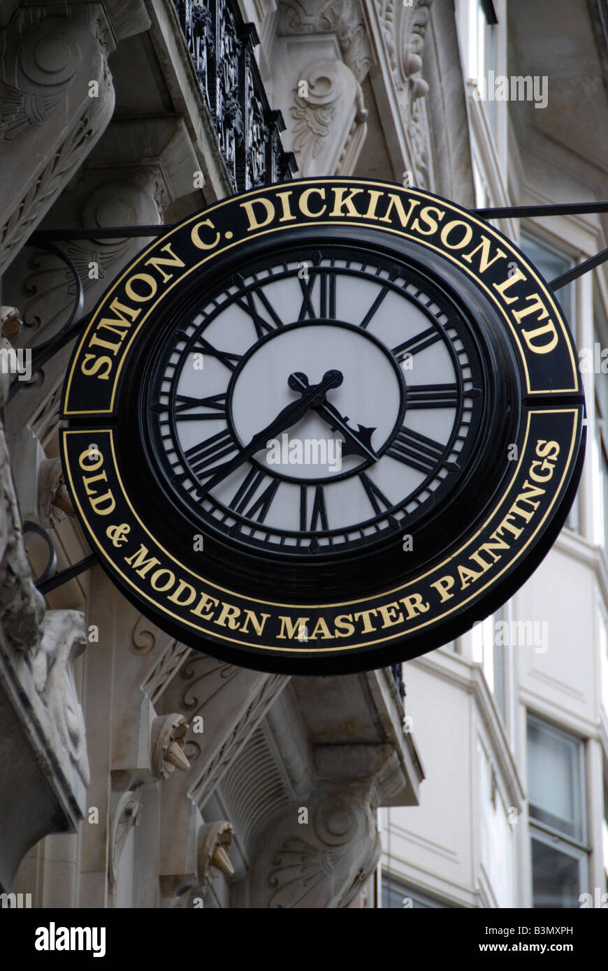 Réveil et enseigne à l'extérieur Simon C Dickinson Ltd agents et revendeurs en tableaux de maîtres anciens et modernes Jermyn Street London England Banque D'Images