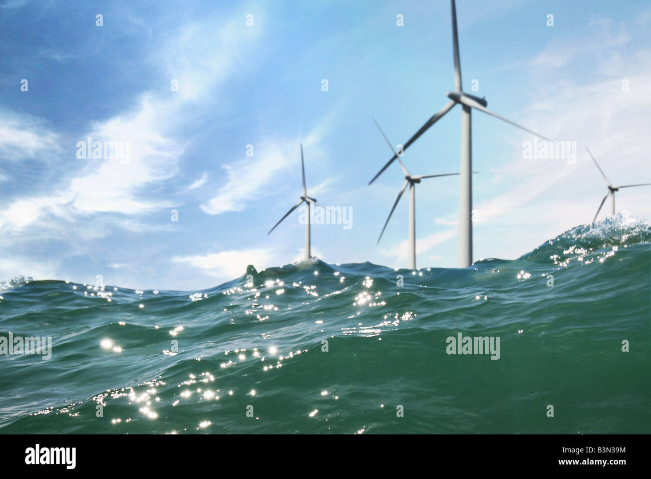 Éoliennes dans la mer Banque D'Images