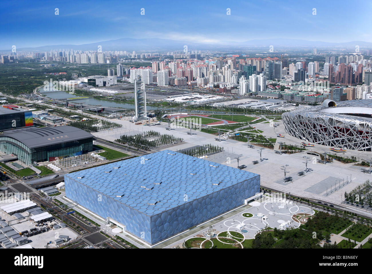 Stade national et centre aquatique national, Beijing, Chine Banque D'Images