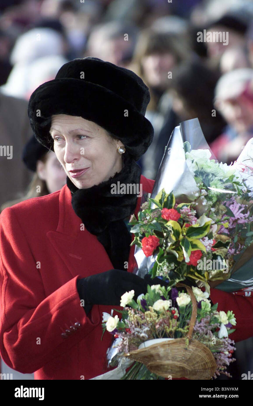 La princesse Anne à Sandringham service de l'Église Décembre 2000 Banque D'Images