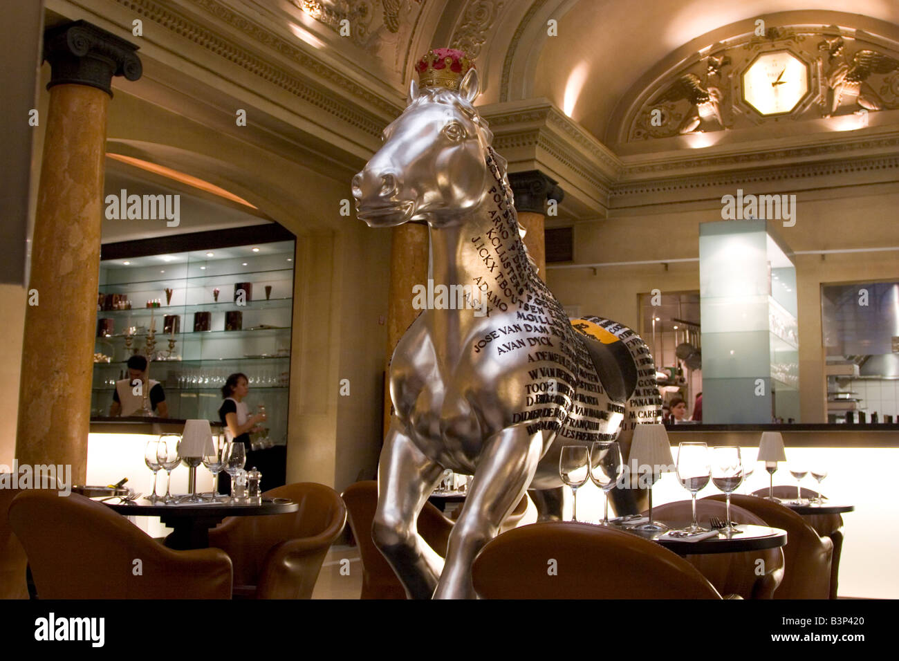 Restaurant contemporain à la mode 'Belga Queen', 32 rue de la Fosse aux Loups, Bruxelles Belgique Banque D'Images