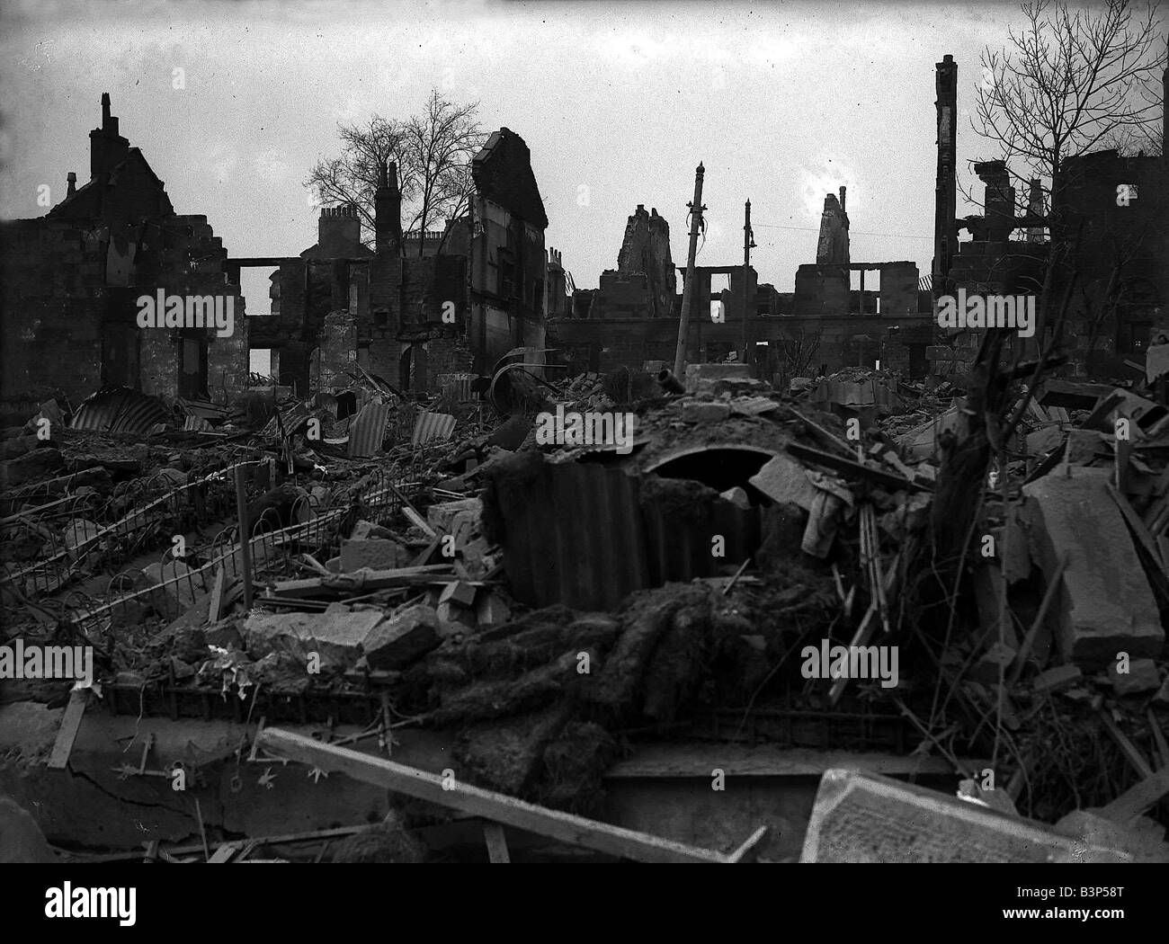 Dommages causés par les bombes Glasgow Clydeside pendant WW2 Banque D'Images