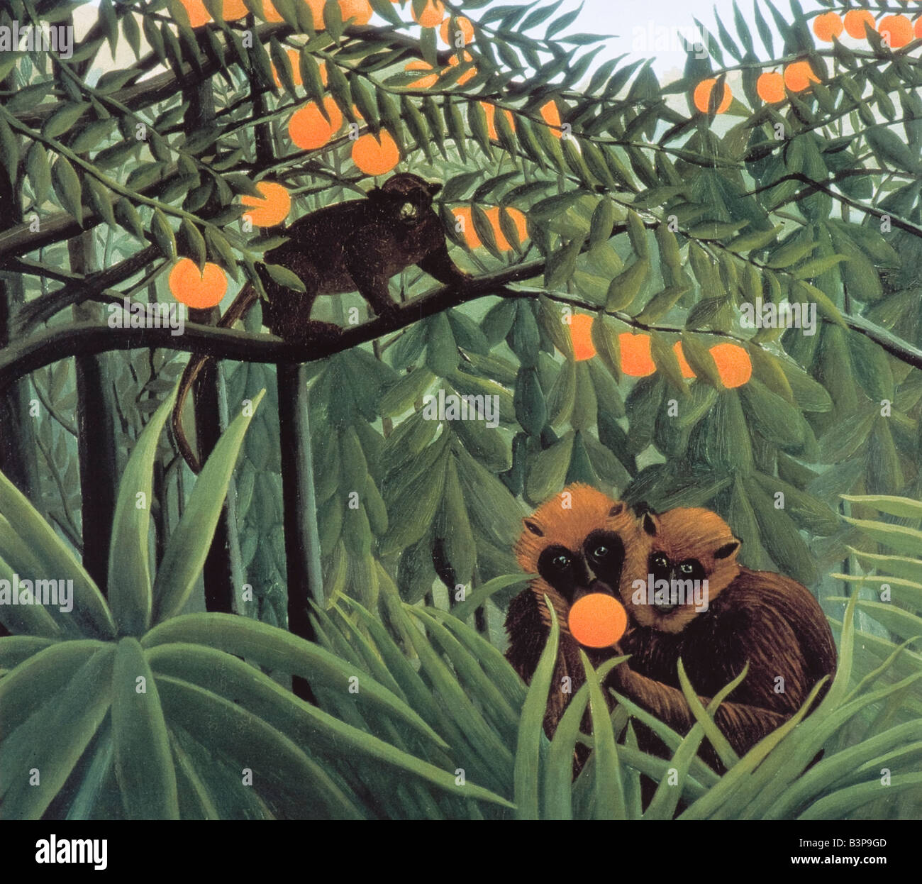 Les singes dans la jungle de Henri Rousseau 1910 Banque D'Images