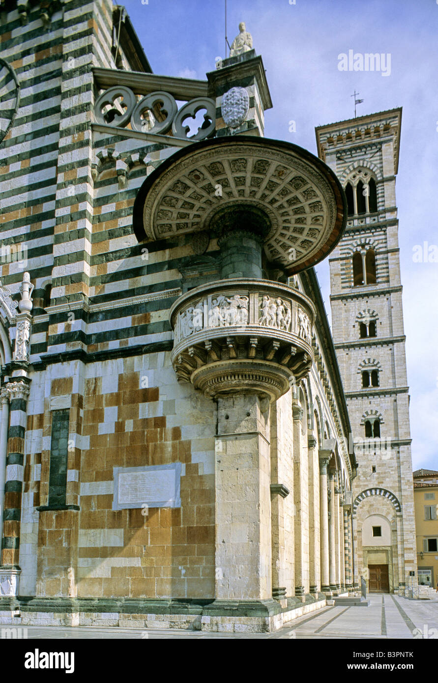 Tourelle extérieure, le campanile, La Cathédrale de Santo Stefano, Prato, en Toscane, Italie, Europe Banque D'Images