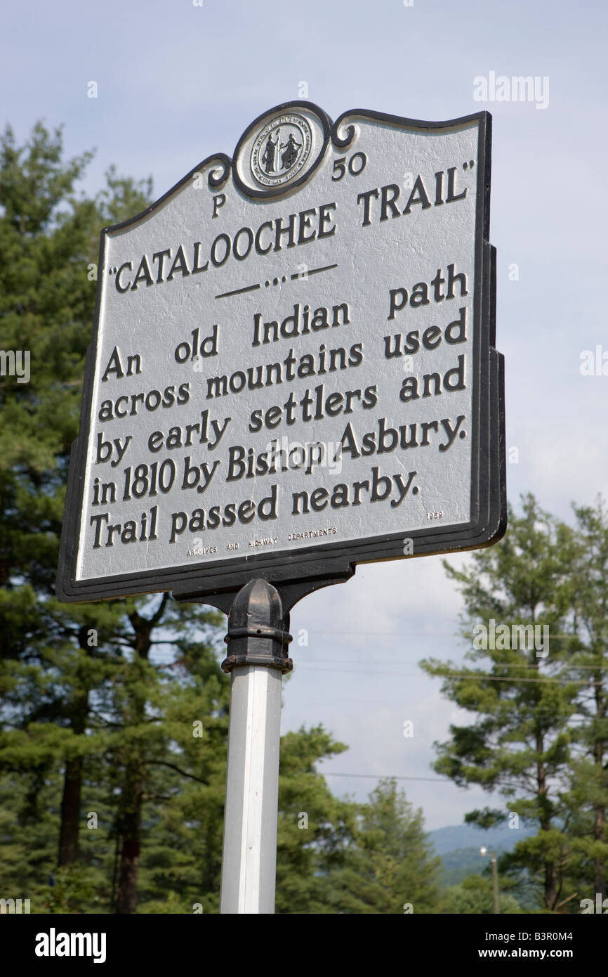 Caroline du repère historique - le site Cataloochee Trail un vieil Indien à travers les montagnes chemin utilisé par les premiers colons et en 1810 Banque D'Images