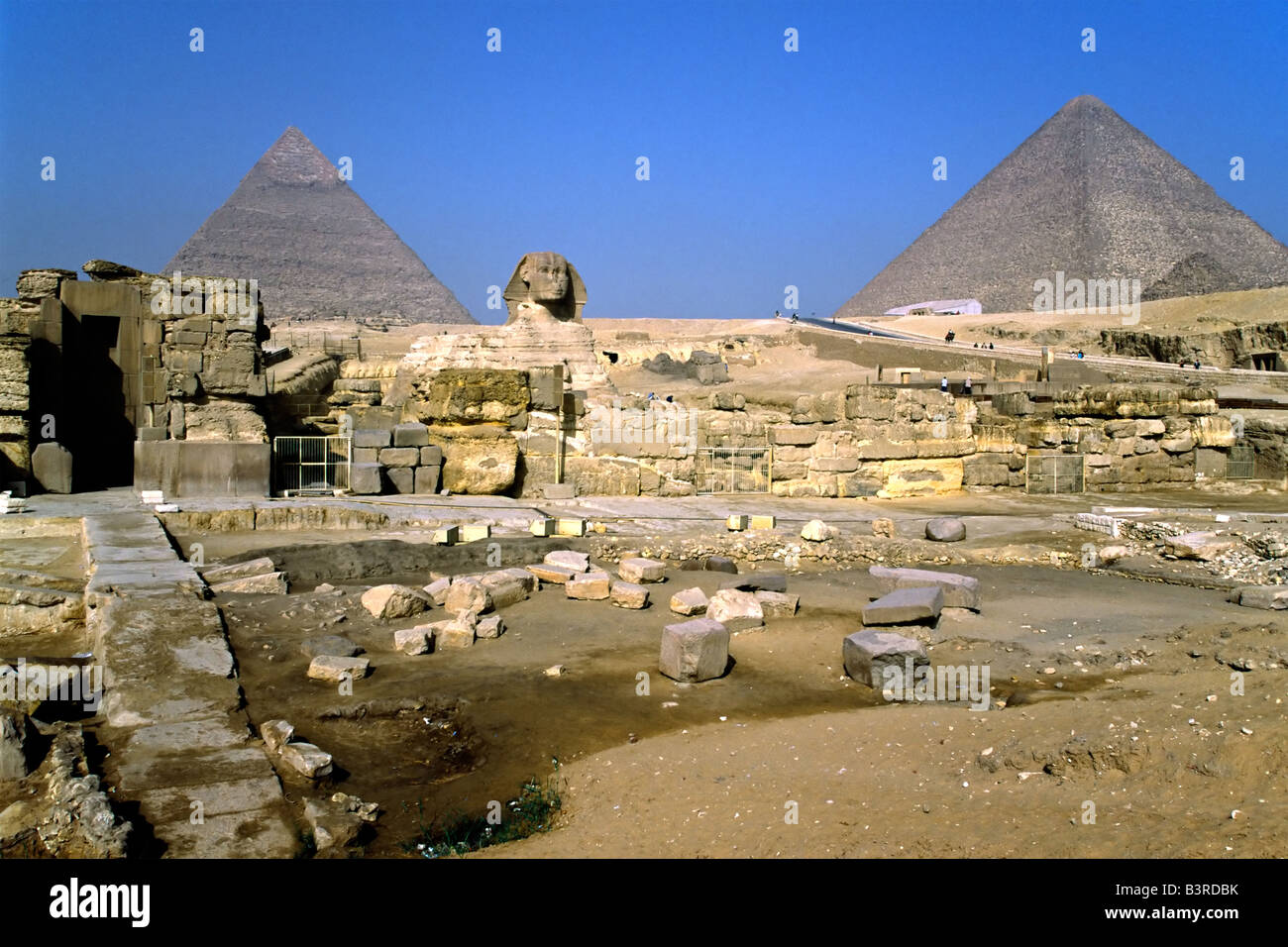 Le Sphinx et les Pyramides Gizeh Egypte Banque D'Images