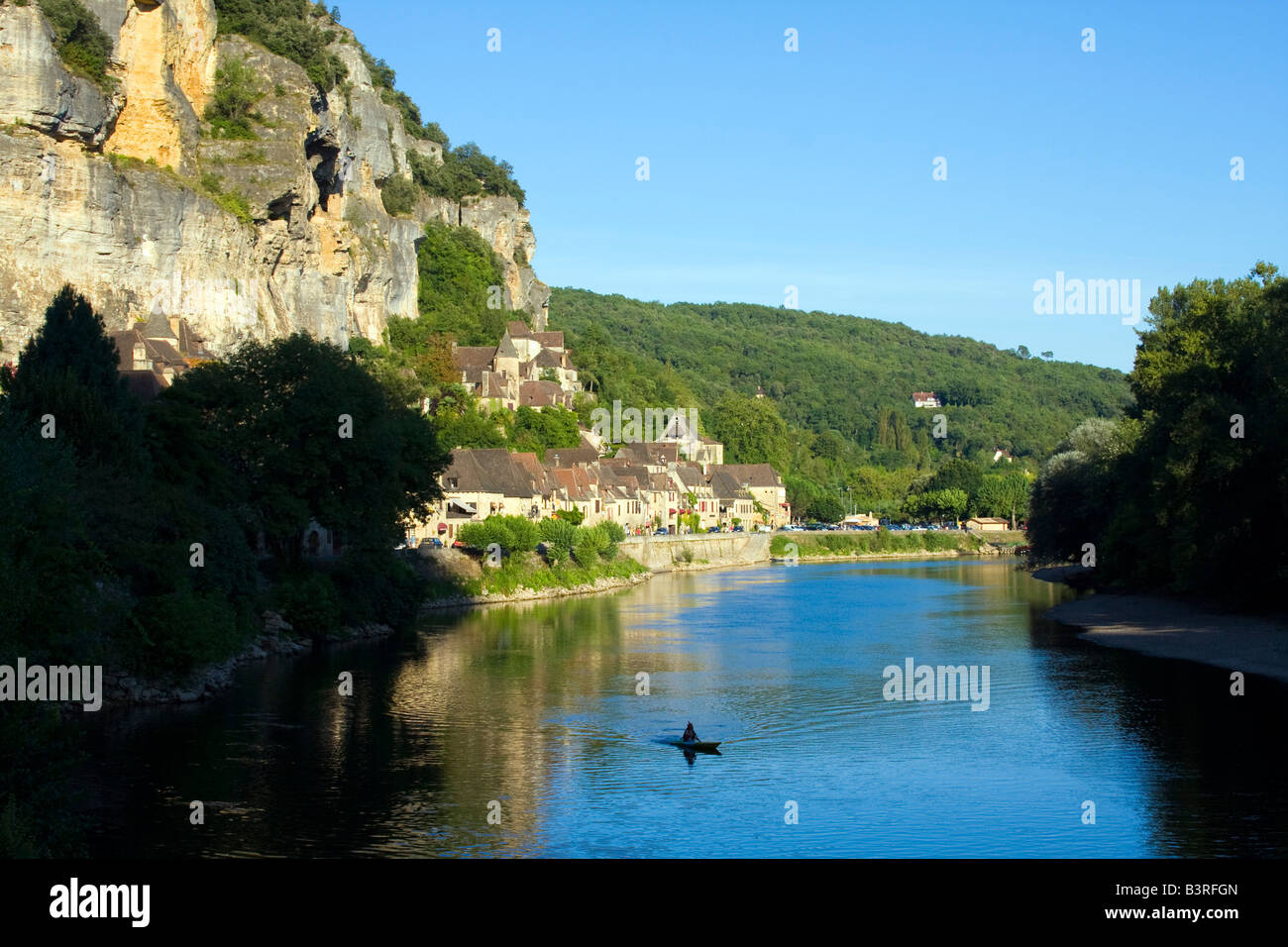 Coucher du soleil à Roque Gageac,Dordogne,France Banque D'Images