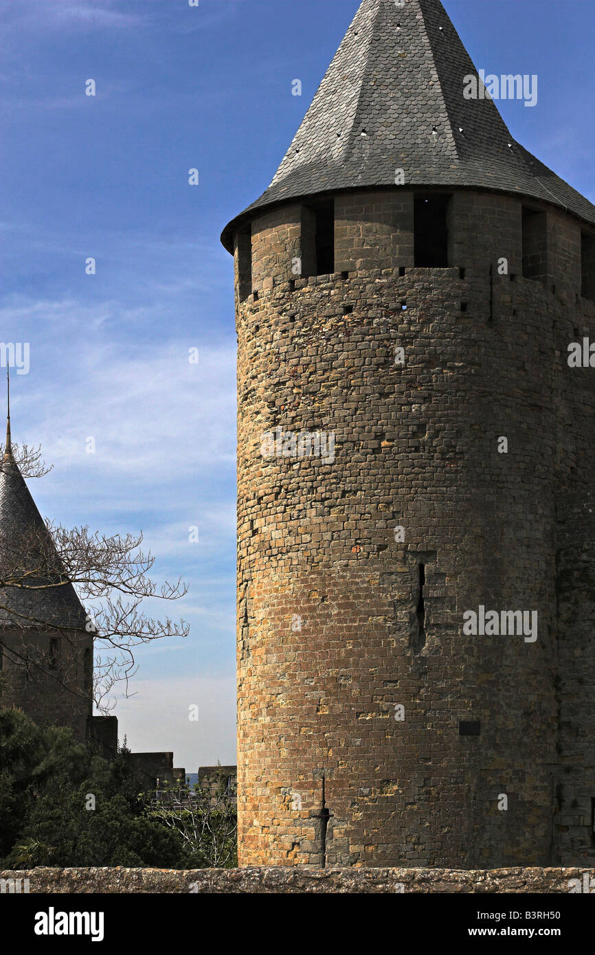 La ville médiévale de Carcassonne en France. Détail. Banque D'Images