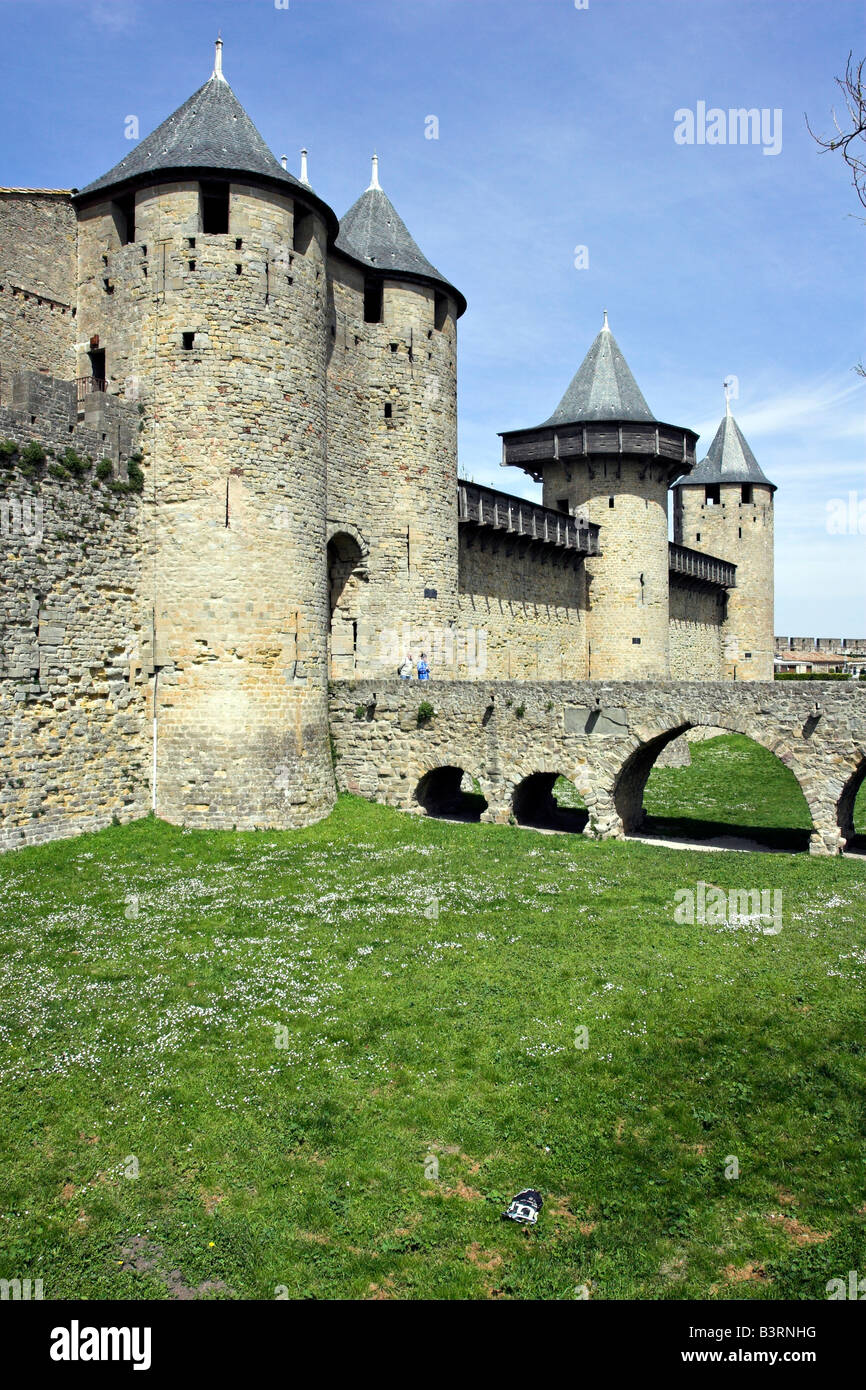 La ville médiévale de Carcassonne en France. Détail. Banque D'Images