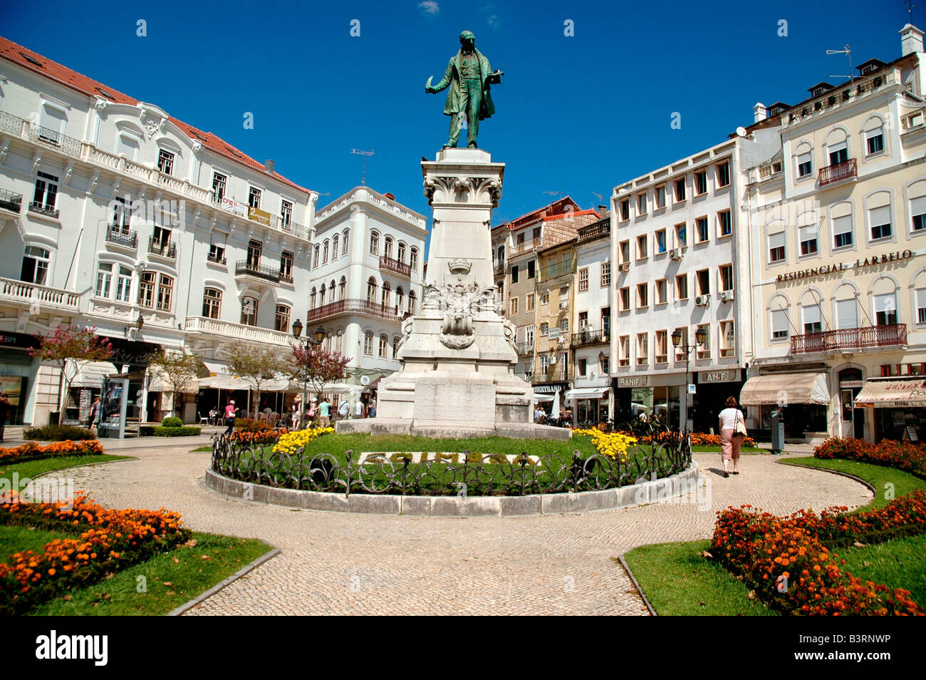 Une section de la place de la ville de Coimbra au Portugal. Banque D'Images