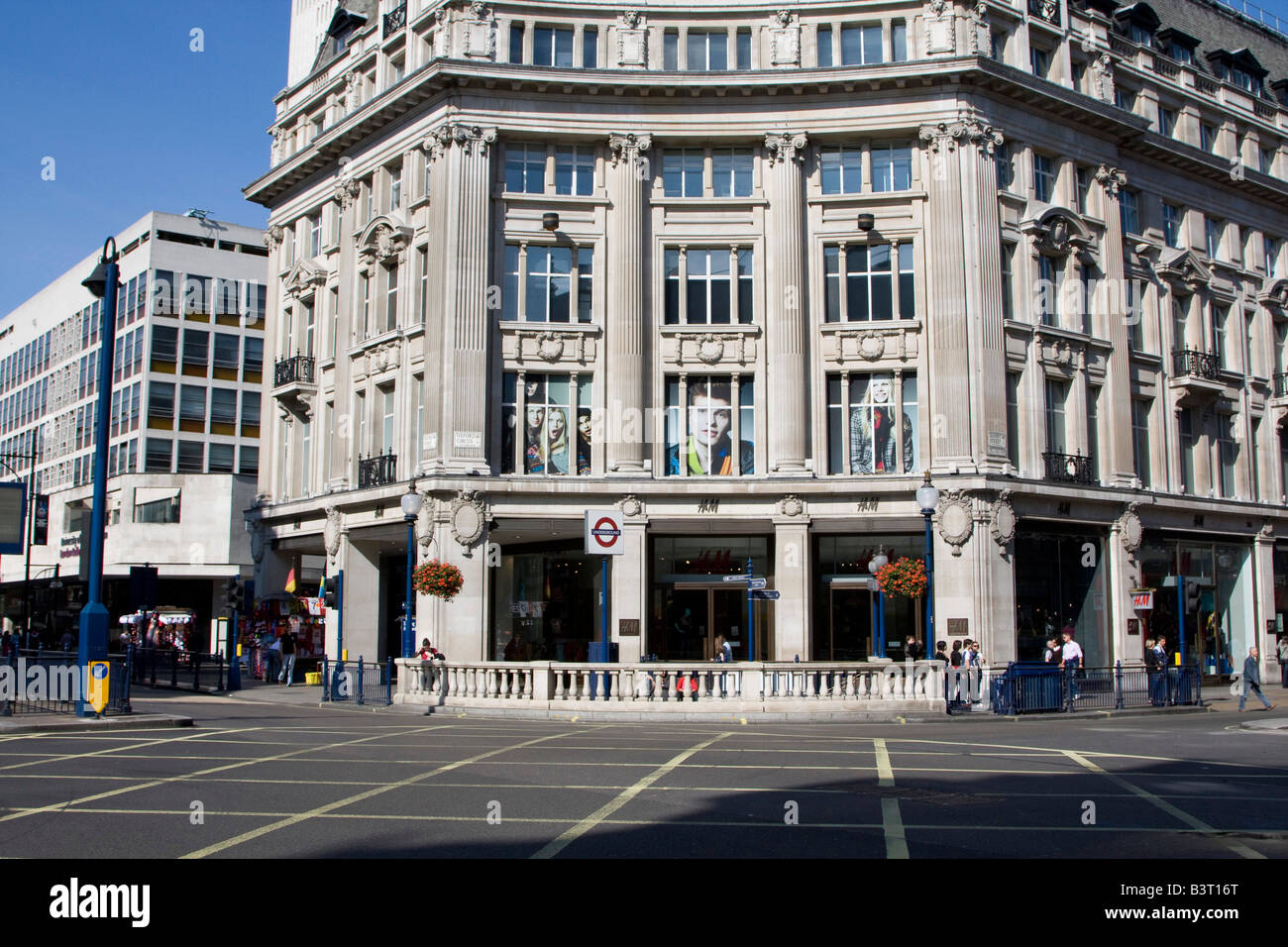 Oxford circus Regent Street Oxford street junction sans trafic west end de Londres Angleterre Royaume-Uni gb Banque D'Images