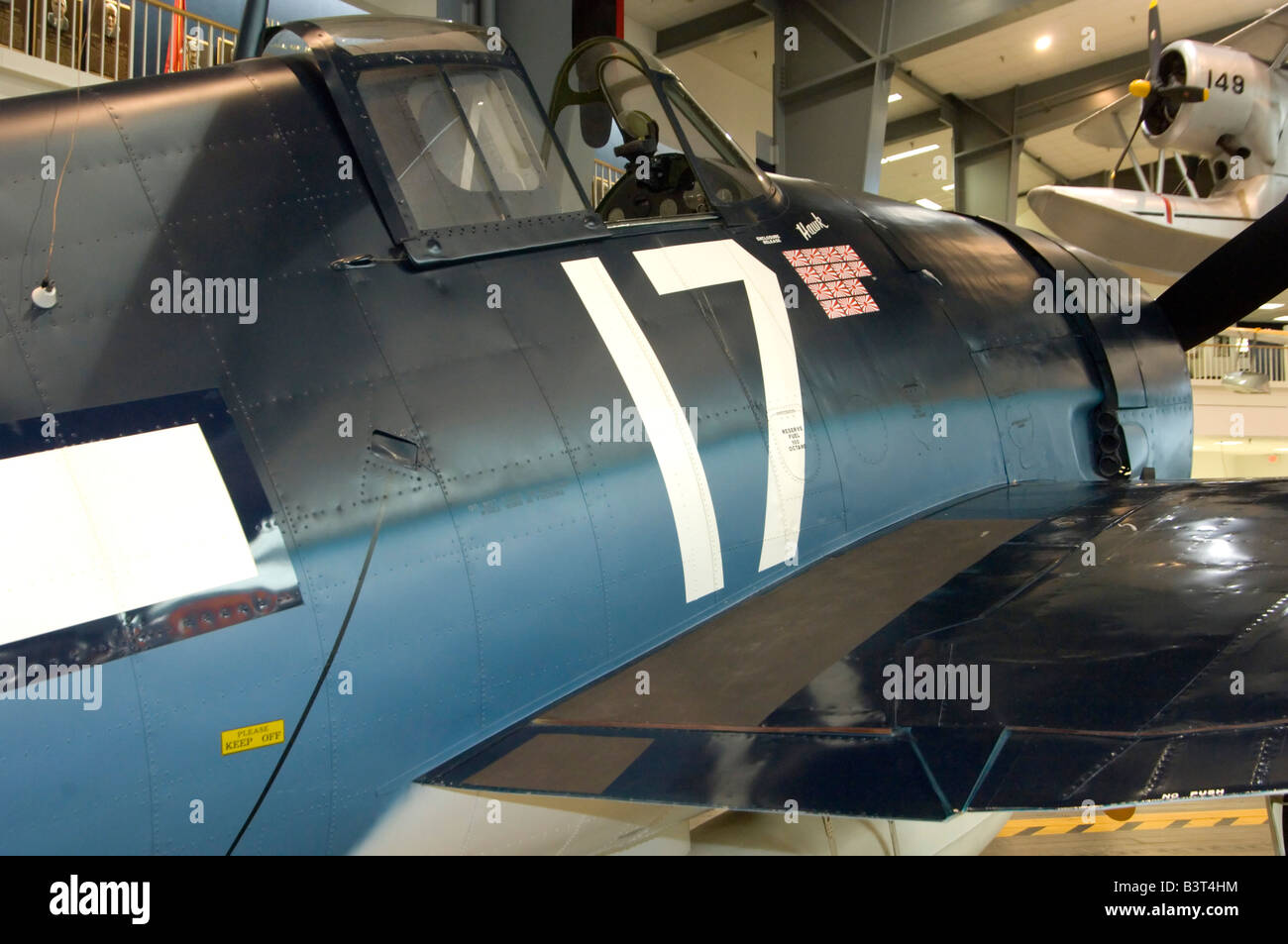 Grumman F6F-3 Hellcat Marine WWII fighter en exposition statique à la Naval Air Museum, NAS Pensacola Banque D'Images