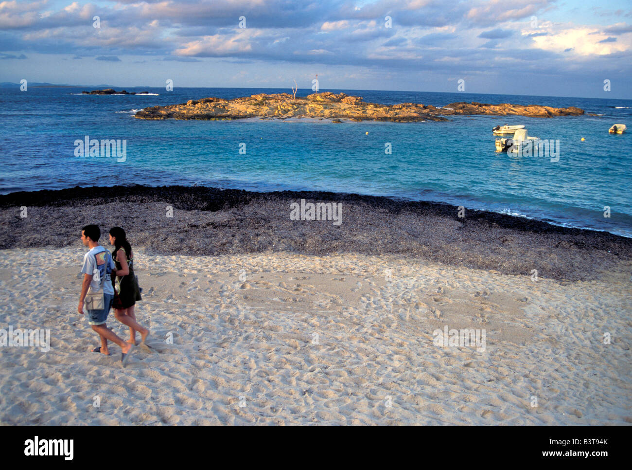 Playa Es Pujols, l'île de Formentera, Espagne, Europe Banque D'Images
