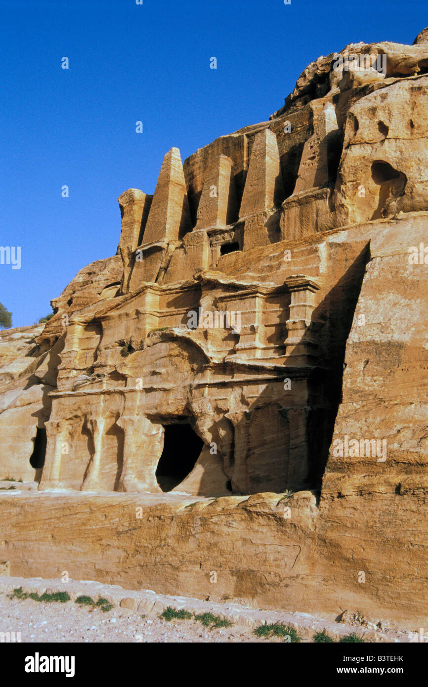 L'Asie, Jordanie, Petra. Tombe de les obélisques. Banque D'Images