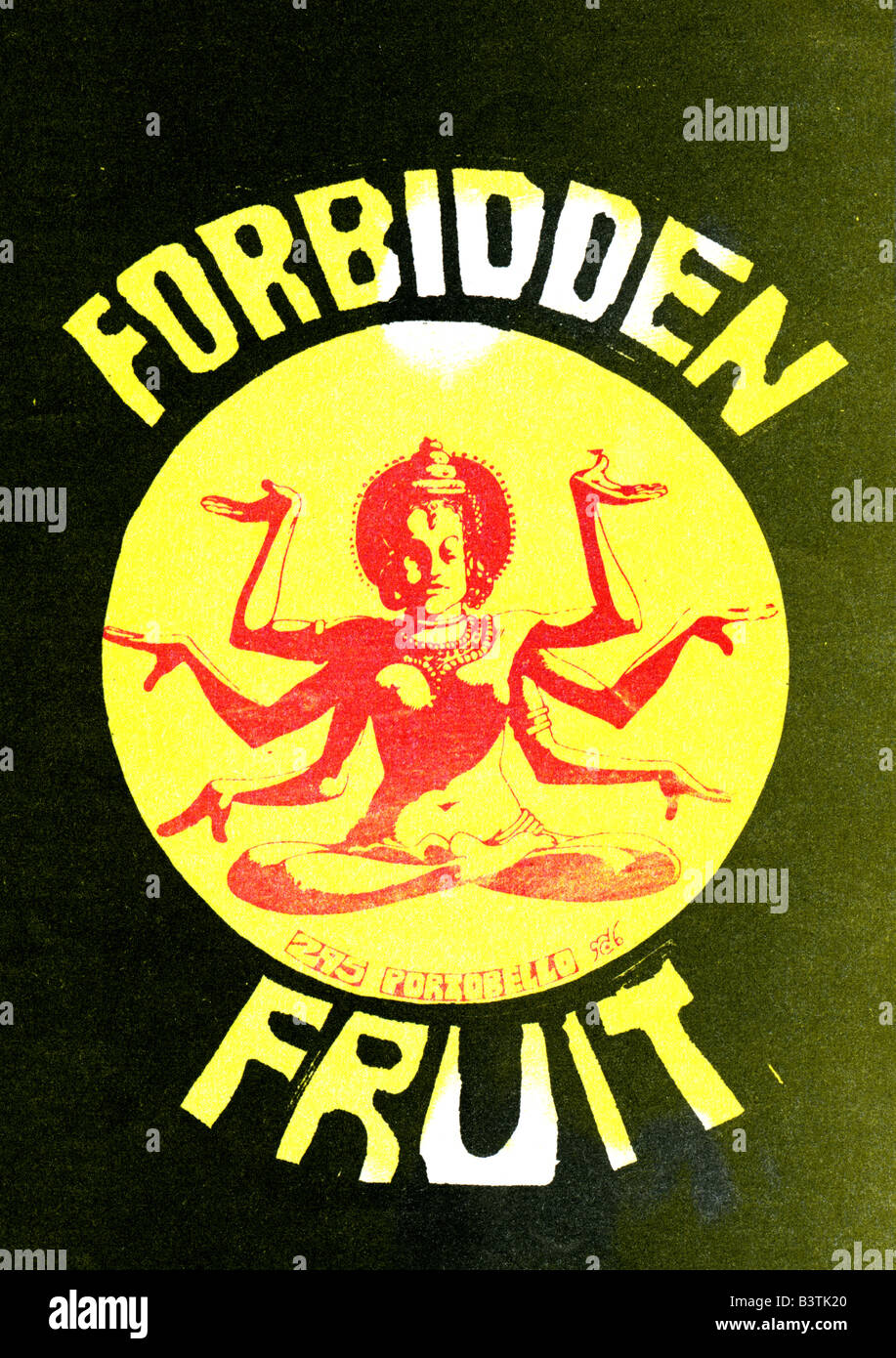 1960 1969 publicité pour le fruit interdit Headshop 295 Portobello Road. Pour un usage éditorial uniquement Banque D'Images