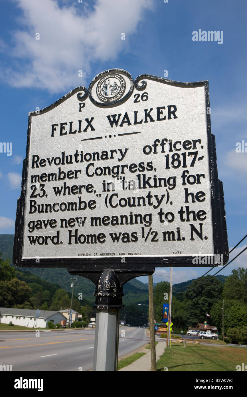 Caroline du repère historique - Felix Walker Agent révolutionnaire, membre du Congrès, 1817-23, où dans 'parler' de Buncombe Banque D'Images
