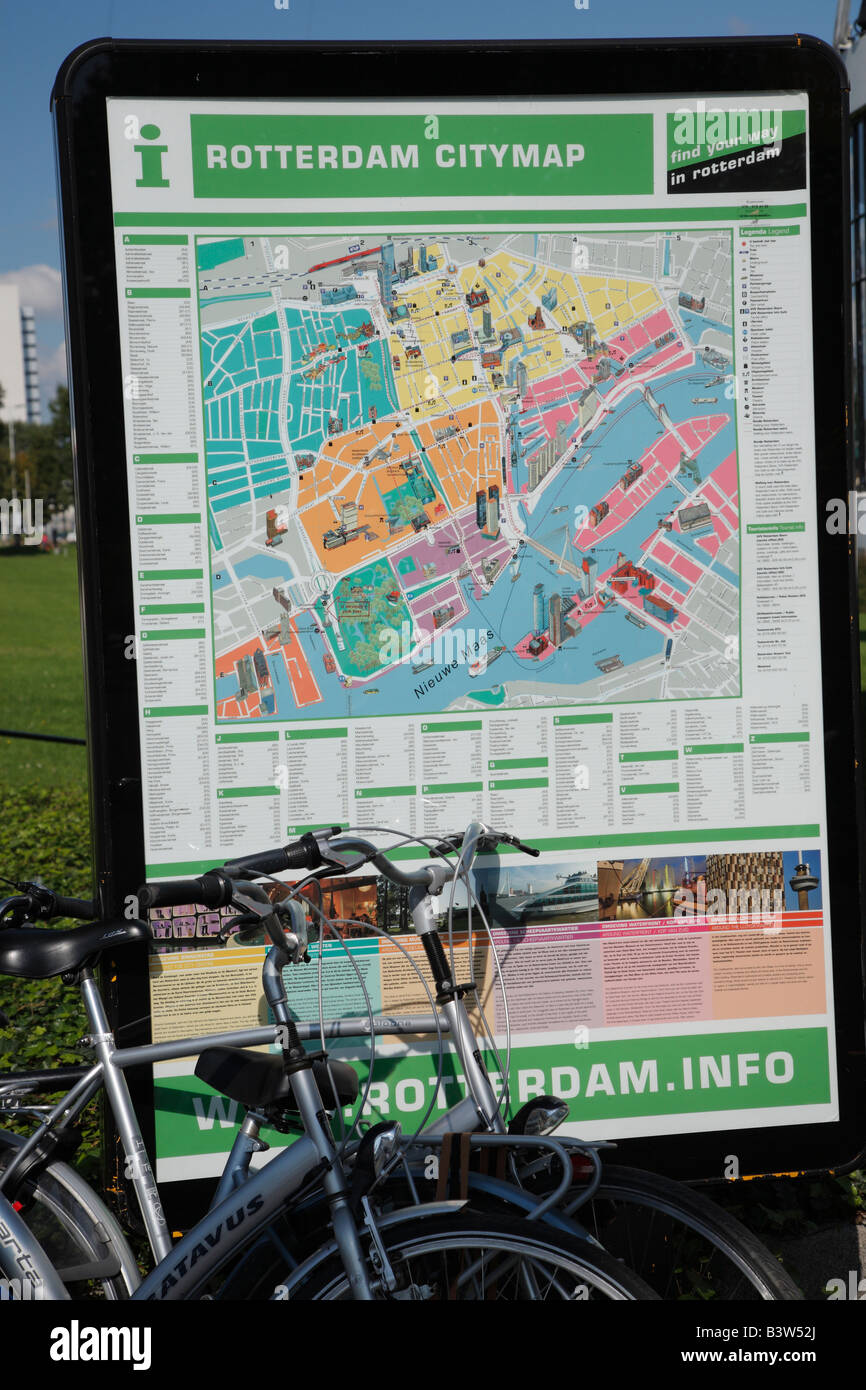 Street Carte de la ville de Rotterdam, Pays-Bas Banque D'Images