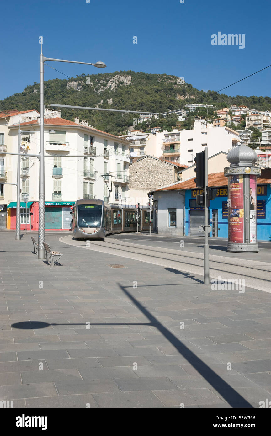 Nizza moderne Straßenbahn Nice Tramway moderne Banque D'Images