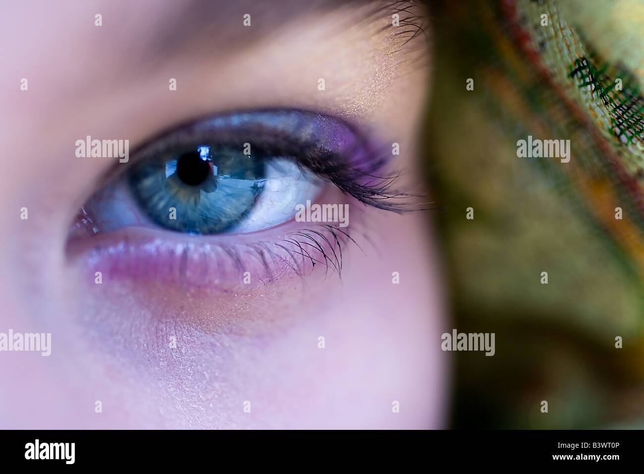 Close up of a girl's blue eye. Banque D'Images