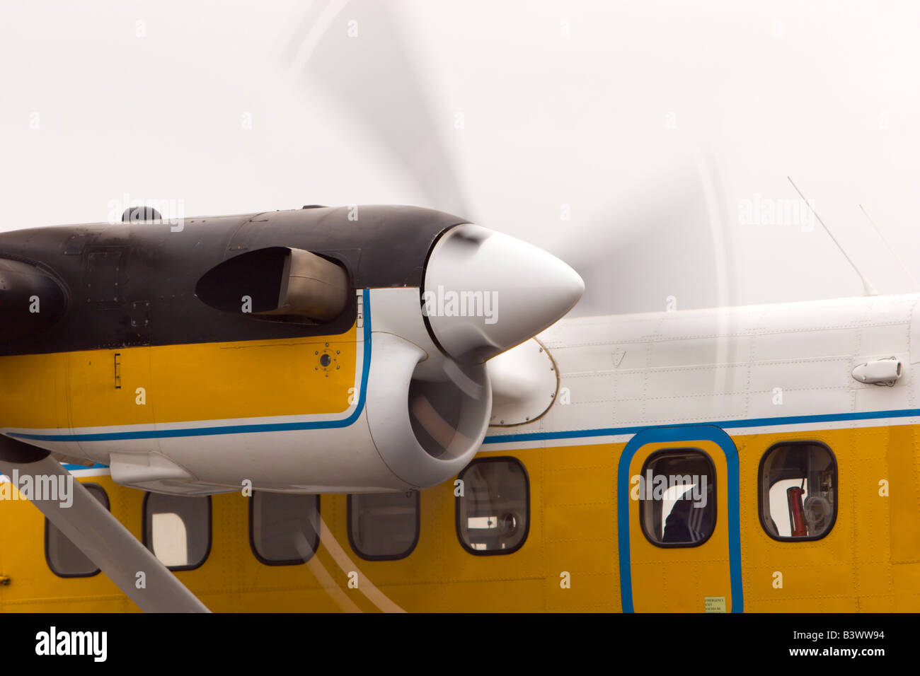 Moteur d'avion Twin Otter à turbopropulseurs de l'hélice en rotation Banque D'Images