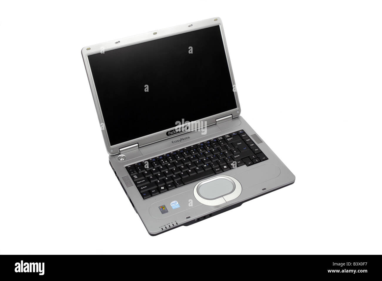 Ordinateur portable moderne sur fond blanc Banque D'Images