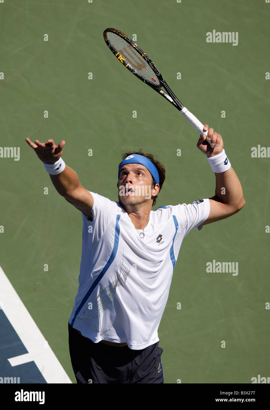 Tennis pro Gilles Muller (Lux) à l'US Open 2008 à la Billie Jean National Tennis Center à New York, USA. Banque D'Images