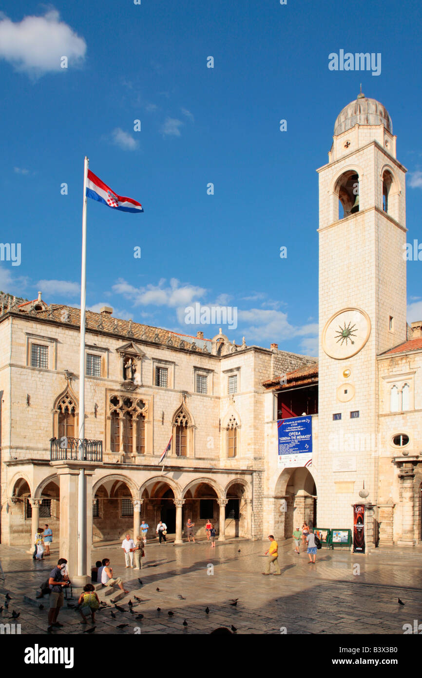 Place Luza dans la vieille ville de Dubrovnik, en République de Croatie, l'Europe de l'Est Banque D'Images