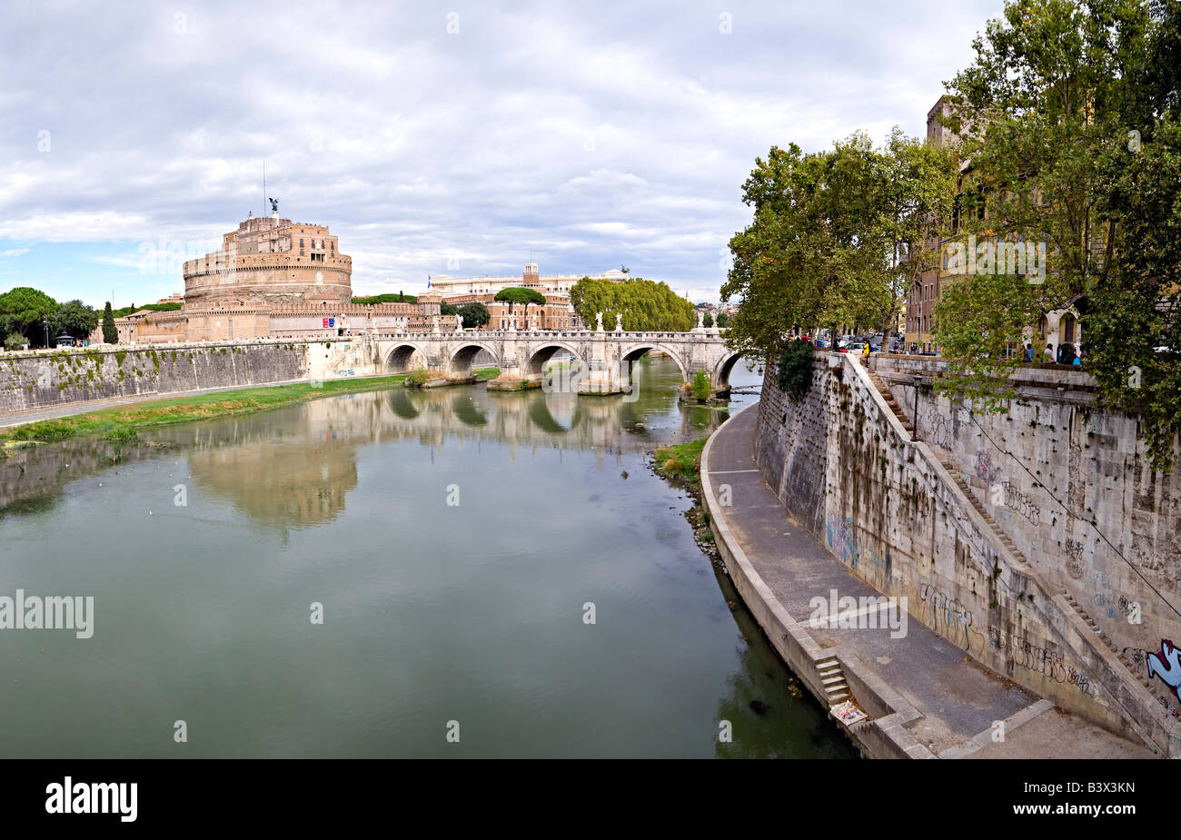 Panorama haute résolution du Castel Sant'Angelo et le Tibre, Rome Banque D'Images