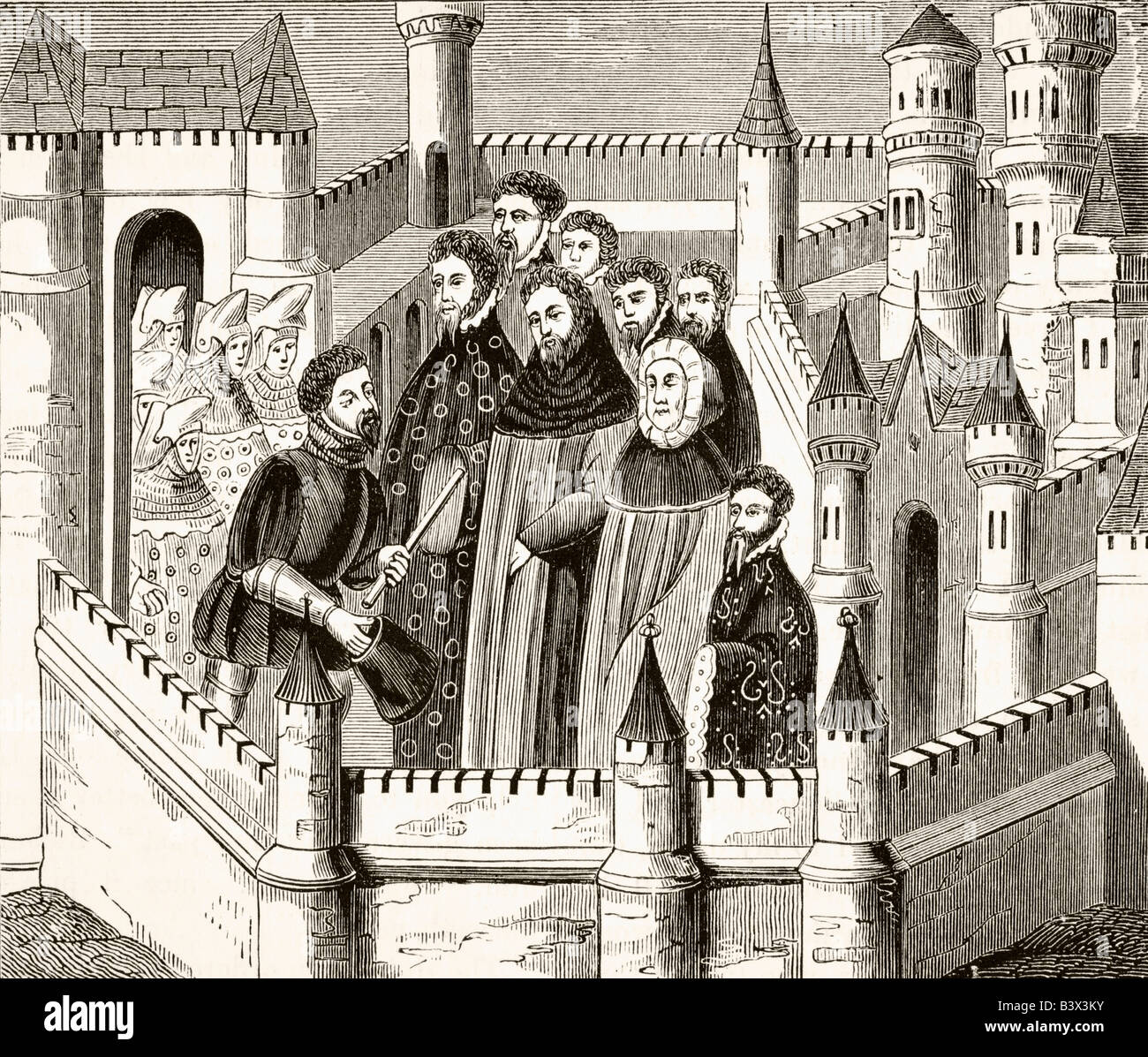 La rencontre de Richard II et Henry Bolingbroke, plus tard Henry IV, au château de Flint, au pays de Galles, en 1399. Banque D'Images