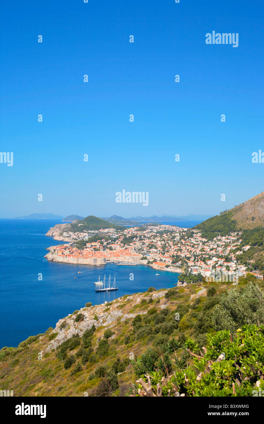 Vue panoramique de la vieille ville de Dubrovnik, en République de Croatie, l'Europe de l'Est Banque D'Images