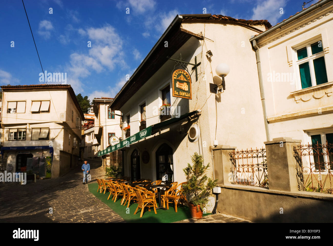 Restorant Sveta Sofija dans la ville d'Ohrid, Macédoine Banque D'Images