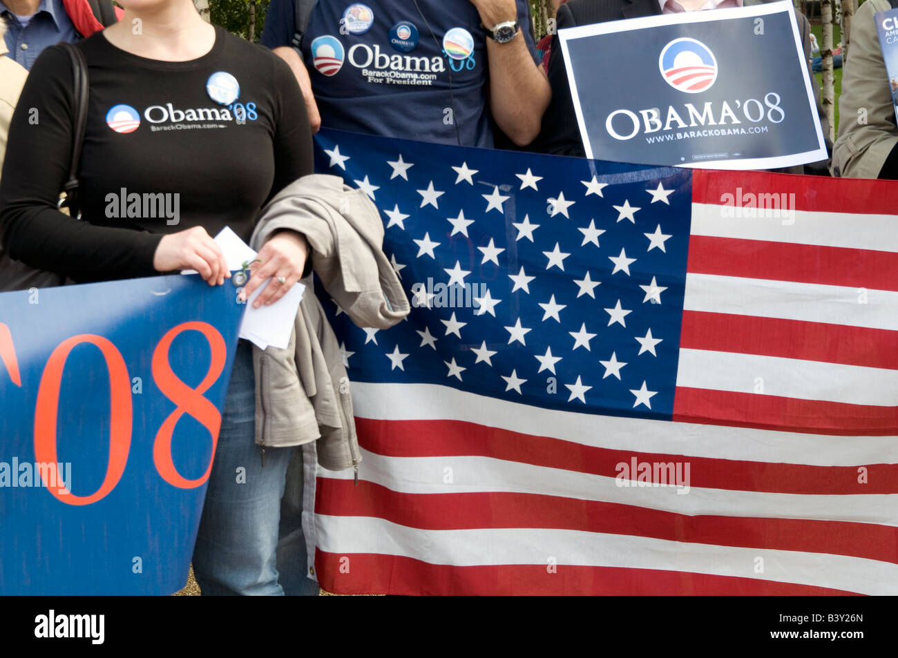 USA- Barak Obama partisans du Parti démocratique lors d'un rassemblement à Washington DC Photo par Julio Etchart Banque D'Images