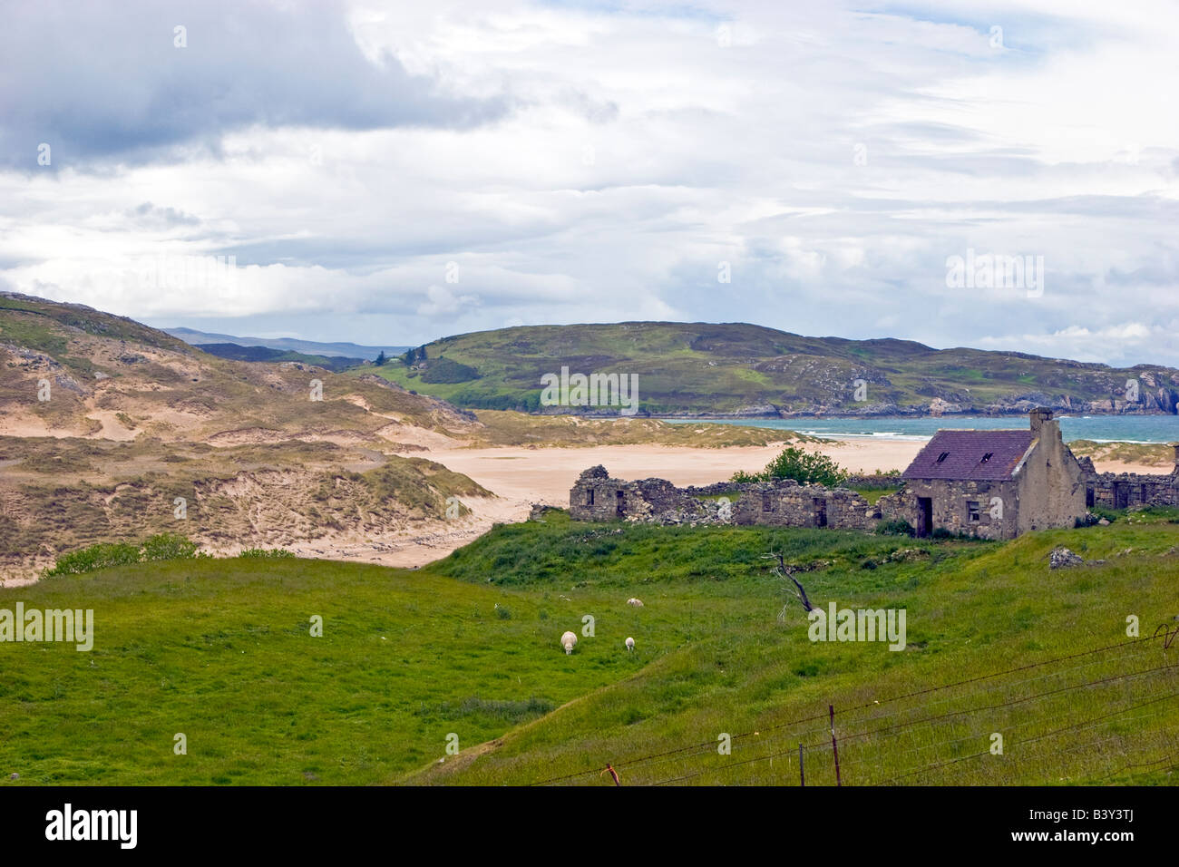 Un vieux chalet à Torrisdale crofting bay Bettyhill Sutherland, Ecosse Grande-Bretagne UK 2008 Banque D'Images
