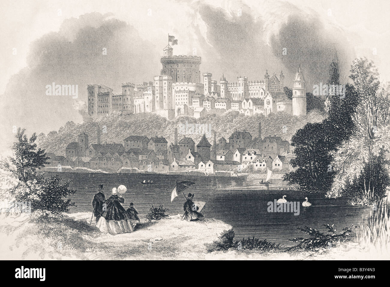 Le Château de Windsor en Angleterre au xixe siècle. Banque D'Images