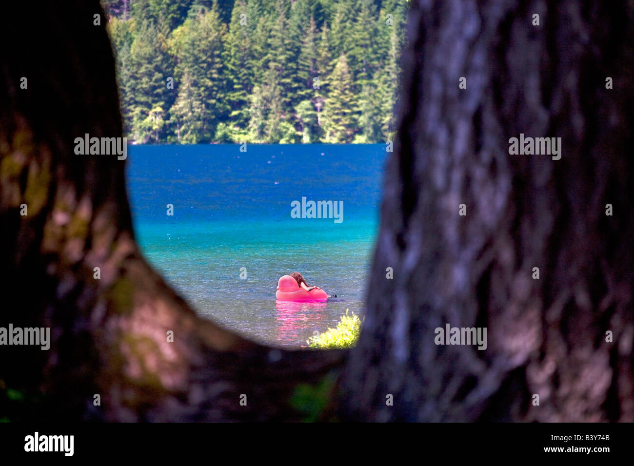 Girl palying dans le parc national Olympic Crescent Lake Washington Banque D'Images