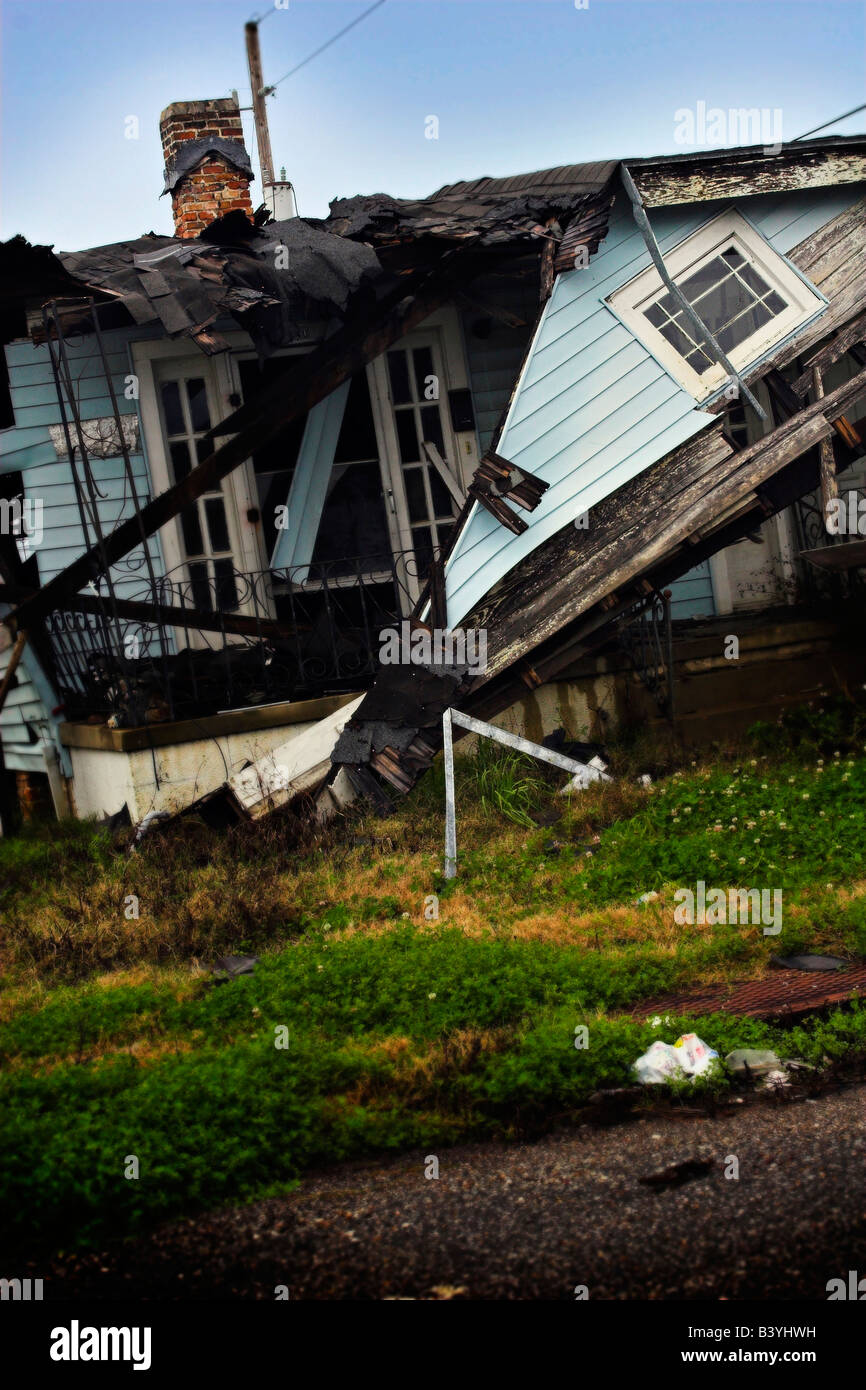 Maisons détruites par l'ouragan Katrina sont toujours en mauvais état après 3 ans. Banque D'Images