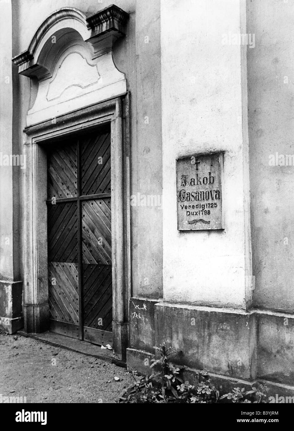 Casanova, Giacomo, 2.4.1725 - 4.6.1798, aventurier italien et auteur/écrivain, plaque commémorative à l'église de Duchcov, Bohême, , Banque D'Images
