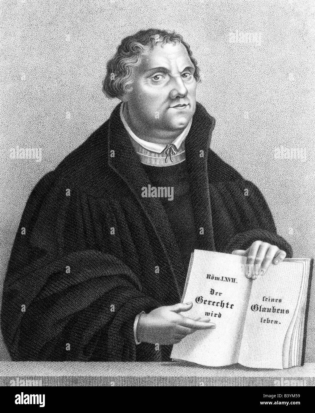 Luther, Martin, 10.11.1483 - 18.2.1546, théologien allemand, réformateur ecclésiastique, demi-longueur, citation biblique, Banque D'Images