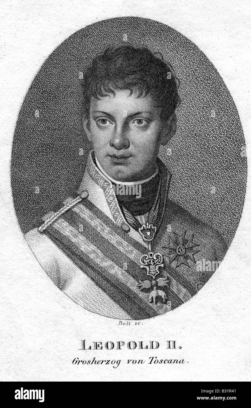 Léopold II, 3.10.1797 - 29.1.1870, Grand-duc de Toscane 18.6.1824 - 27.4.1859, portrait, gravure de Johann Friedrich (1769 - 1836), de Habsbourg-lorraine, Archiduc d'Autriche, l'Italie, 19e siècle, Lorraine Habsbourg, , n'a pas d'auteur de l'artiste pour être effacé Banque D'Images