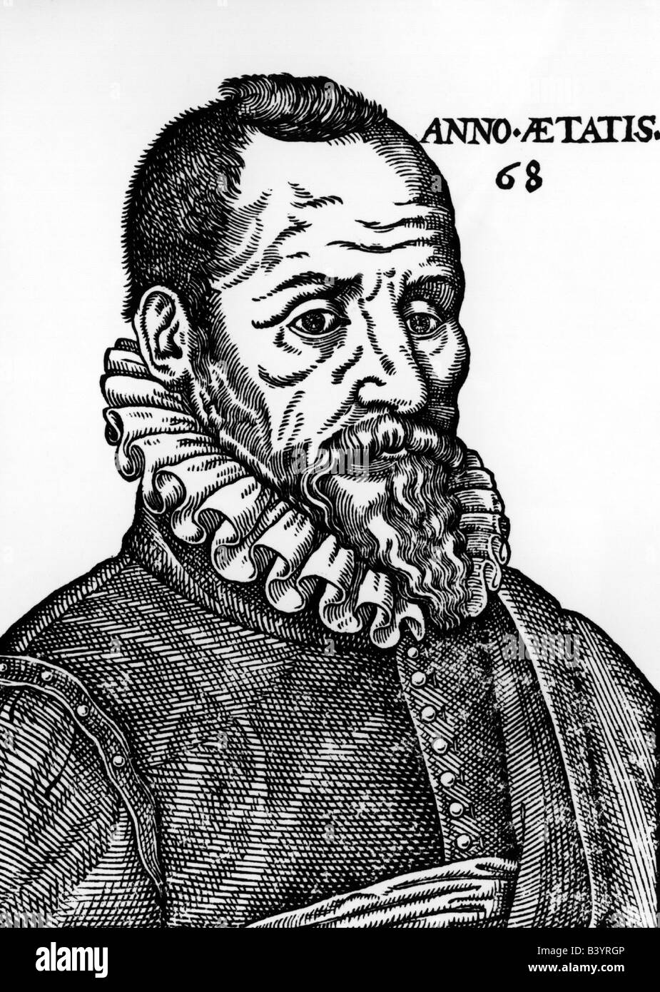 PARE, Ambroise, UM 1510 - 20. 12.1590, médecin français, portrait, coupe de bois, XVIIe siècle, , Banque D'Images