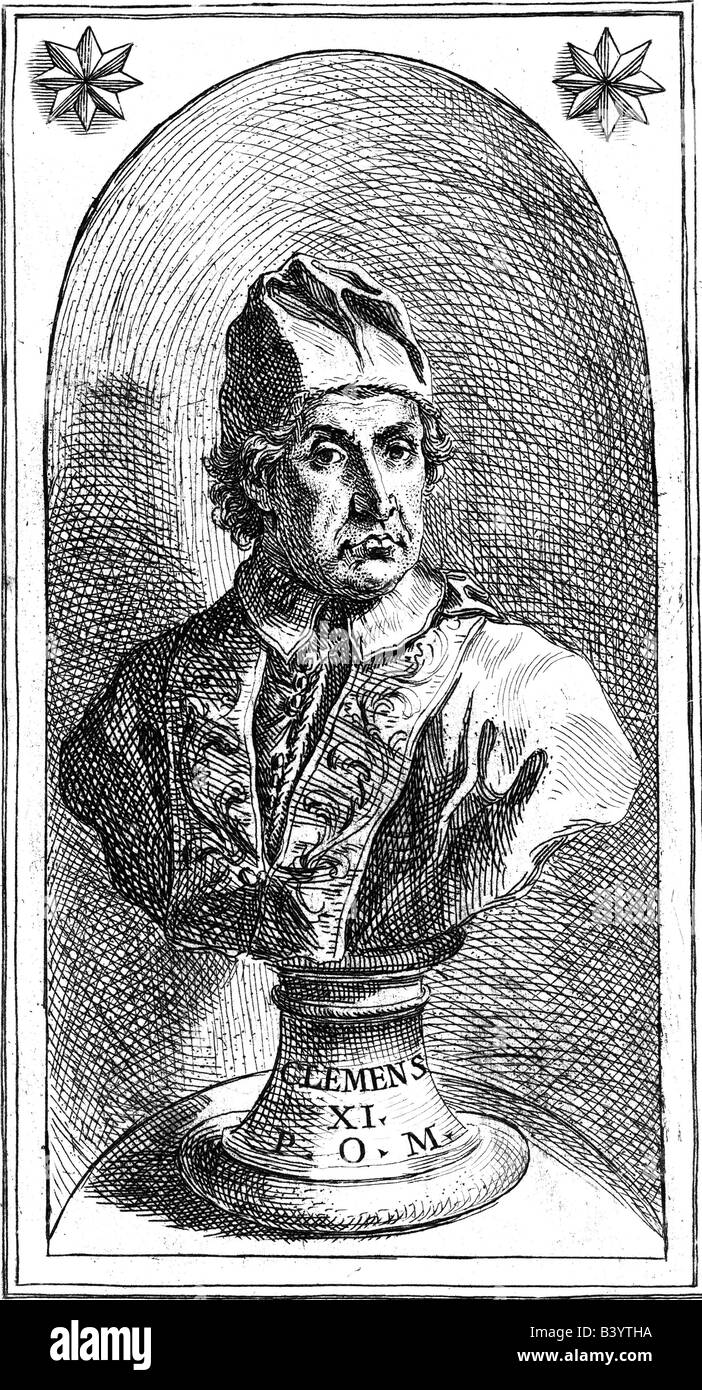 Clément XI (Giovanni Francesco Albani), 22.7.1649 - 19.3.1721, le Pape 23.11.1700 - 19.3.1721, portrait, gravure sur cuivre par P.L. Ghezzius, 1704, , n'a pas d'auteur de l'artiste pour être effacé Banque D'Images