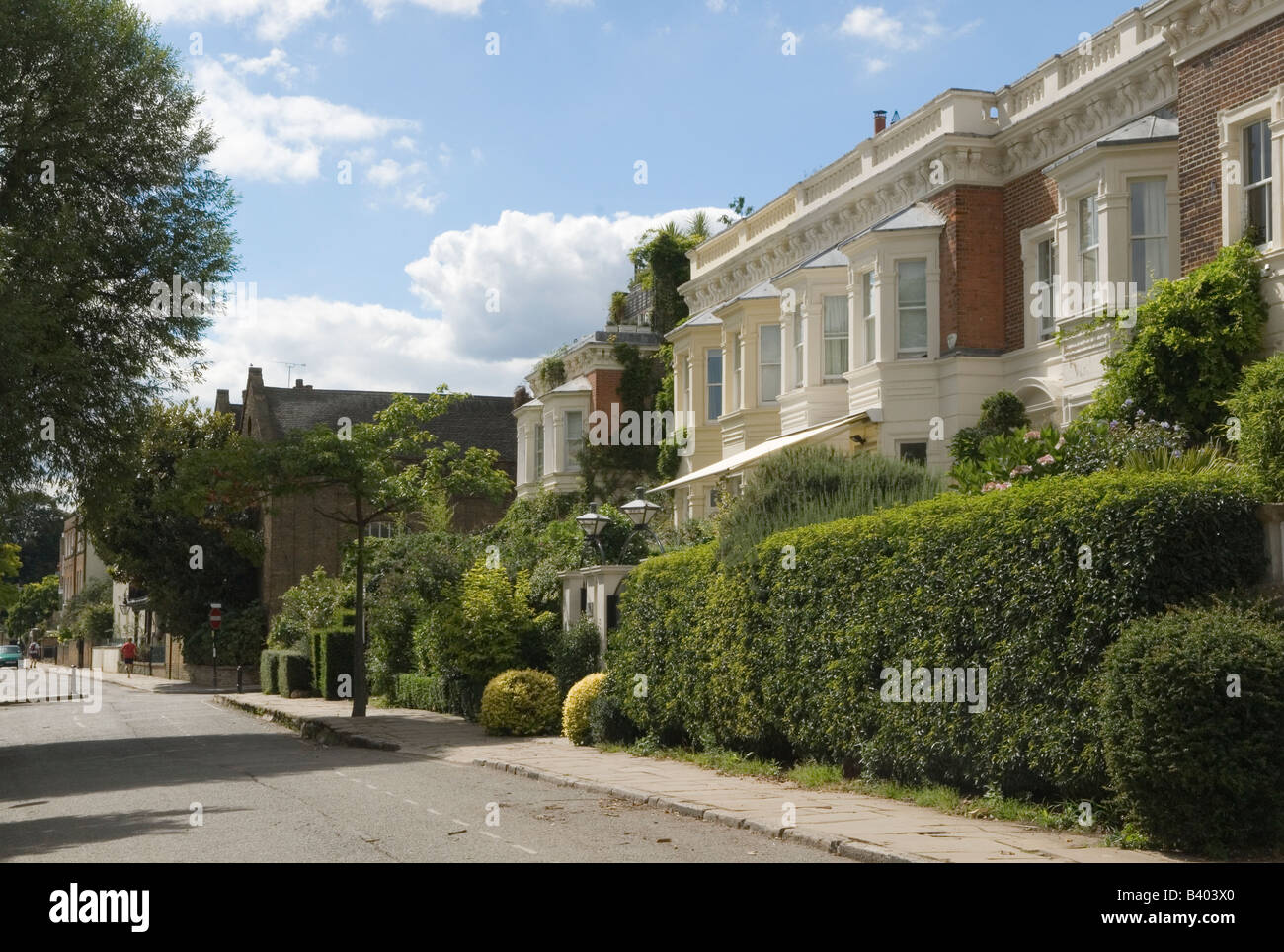 Géorgienne en terrasses abritant Chiswick Mall, propriétés chères exclusives. Londres W6 Angleterre des années 2008 2000 Royaume-Uni HOMER SYKES Banque D'Images