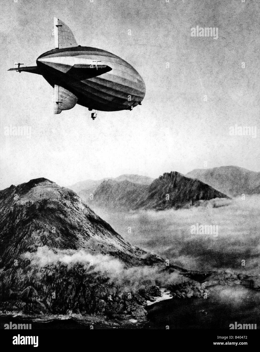 Transport/transport, avion, Zeppelin, LZ 127 'Graf Zeppelin', voyage dans l'arctique 24.7.1931 - 31.7.1931, au-dessus de Spitzbergen, dessin, Norvège, voyage, exploration, XXe siècle, , Banque D'Images